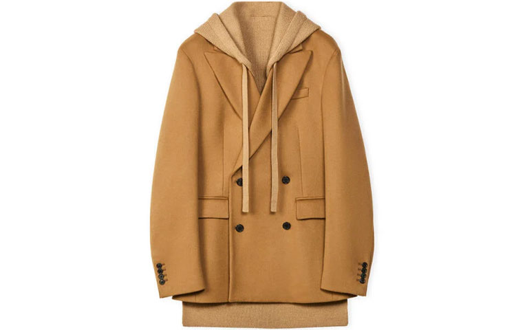 LOEWE SS22 Tan Double-Breasted Hooded Jacket H526Y03W28-3150