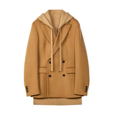 LOEWE SS22 Tan Double-Breasted Hooded Jacket H526Y03W28-3150