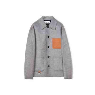 LOEWE SS22 Wool-Cashmere Work Jacket Gray H526Y02W14-4936