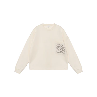 LOEWE SS23 Beige Logo Intarsia Pattern Long Sleeve Pocket Sweater. H526Y14KDK-1950