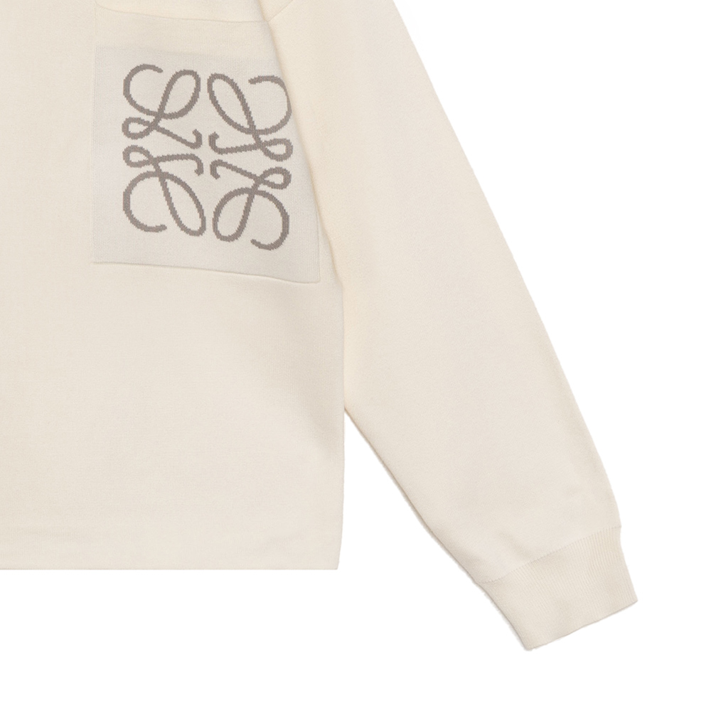 Sizing 로에베 SS23 베이지 로고 인타르시아 패턴 포켓 긴팔 스웨터. H526Y14KDK-1950