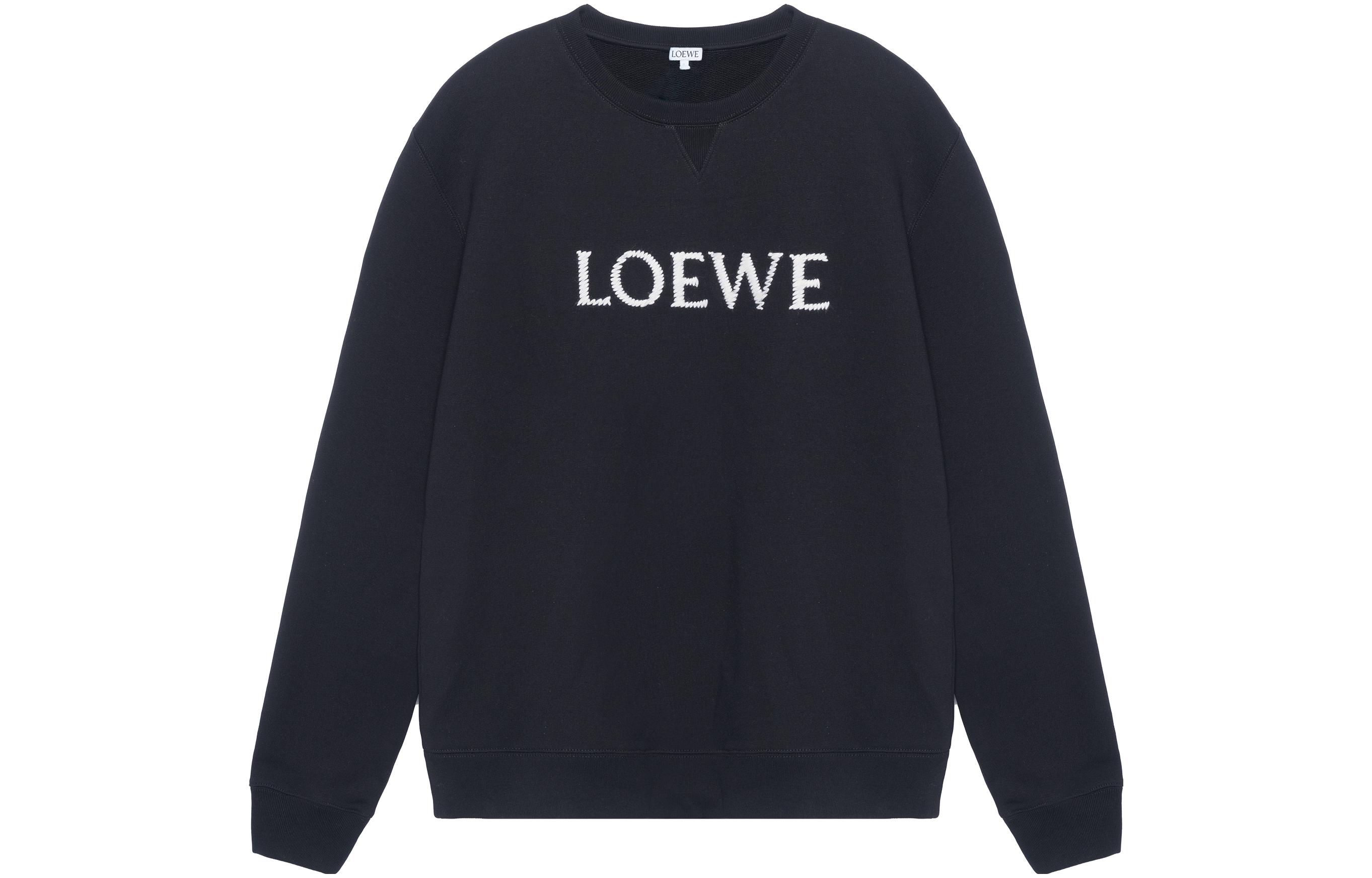 LOEWE SS23  Black Embroidered Logo Crewneck Long Sleeve Sweatshirt H526Y24J26-1100