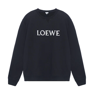 LOEWE SS23 Black Embroidered Logo Crewneck Long Sleeve Sweatshirt H526Y24J26-1100