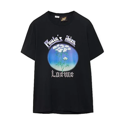 LOEWE SS23 Black Floral Print Crewneck Short Sleeve T-Shirt. H616Y22X53-1489