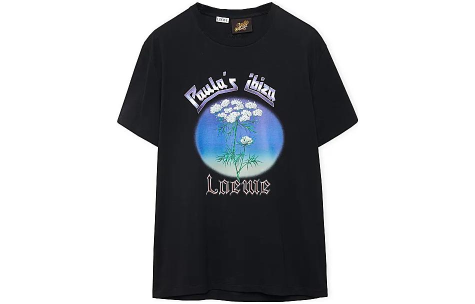 Order LOEWE SS23 黑色花卉印花短袖圓領T恤 H616Y22X53-1489