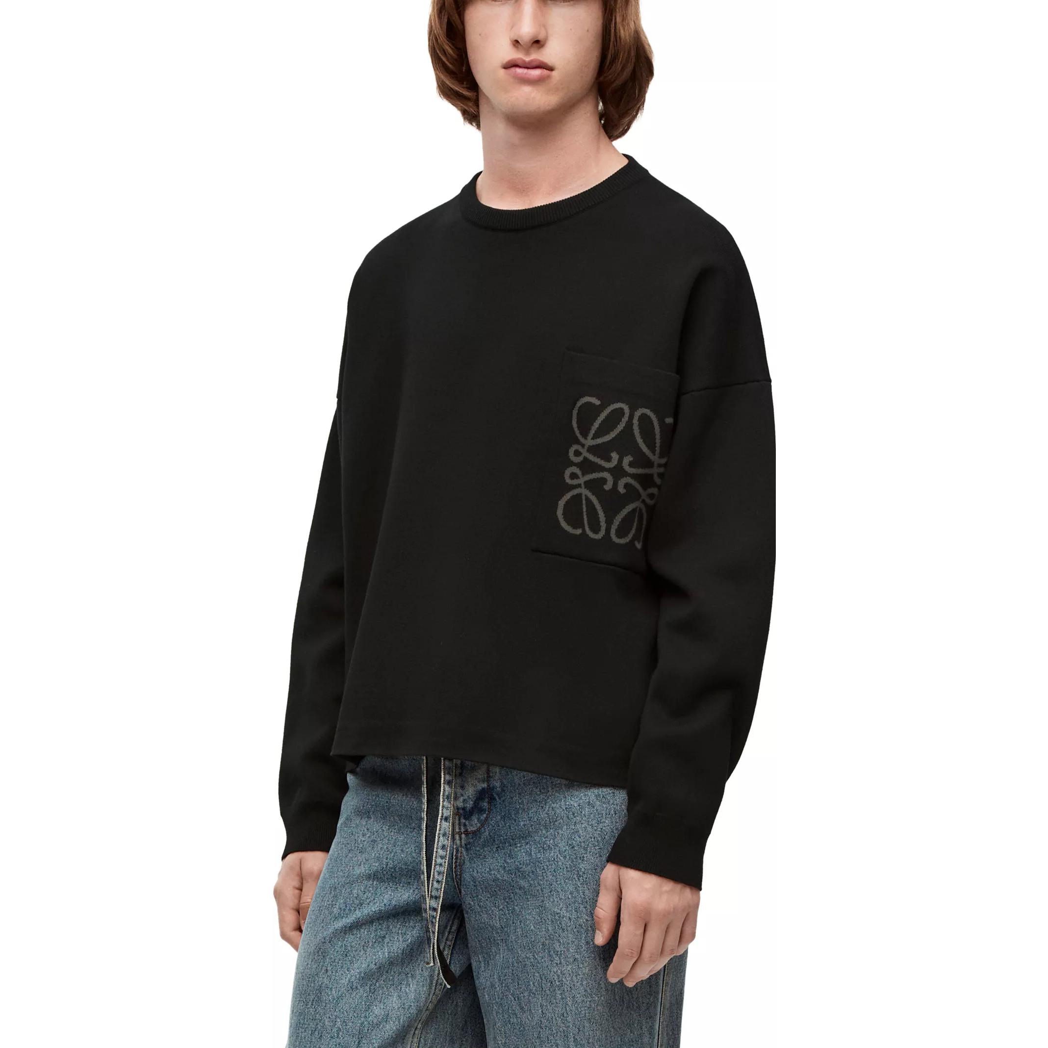 Details for LOEWE SS23 Suéter Negro de Punto Jacquard con Bolsillo para Hombre. H526Y14KDK-1100