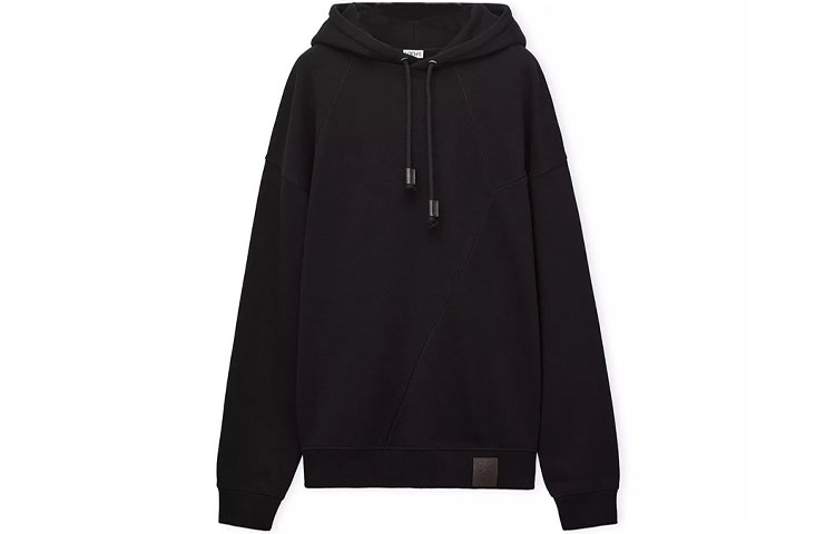 LOEWE SS23  Black Solid Color Drawstring Hoodie Long Sleeve. H526Y25J26-1100