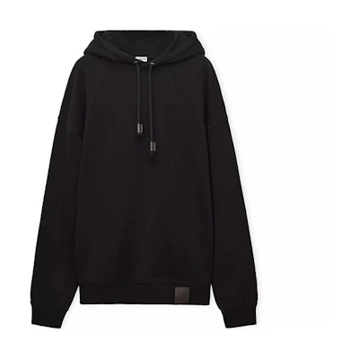 LOEWE SS23 Black Solid Color Drawstring Hoodie Long Sleeve. H526Y25J26-1100