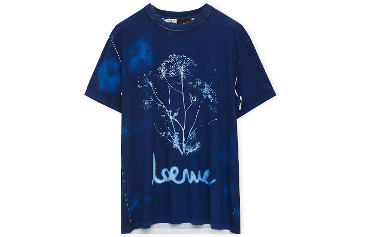 LOEWE SS23  Blue Plant Alphabet Print Crewneck T-Shirt. H616Y22J10-5102