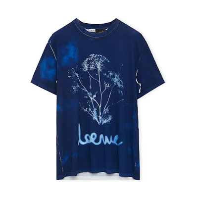 LOEWE SS23 Blue Plant Alphabet Print Crewneck T-Shirt. H616Y22J10-5102
