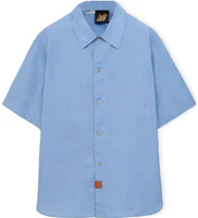 LOEWE SS23 Blue Solid Short-Sleeve Shirt with Button-Up Design. H616Y05W25-5350 LOEWE SS23 Blue Solid Short-Sleeve Shirt with Button-Up Design. H616Y05W25-5350