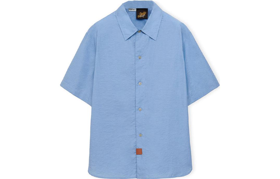 Order ロエベ SS23 ブルー 無地 半袖シャツ ボタンアップデザイン. H616Y05W25-5350