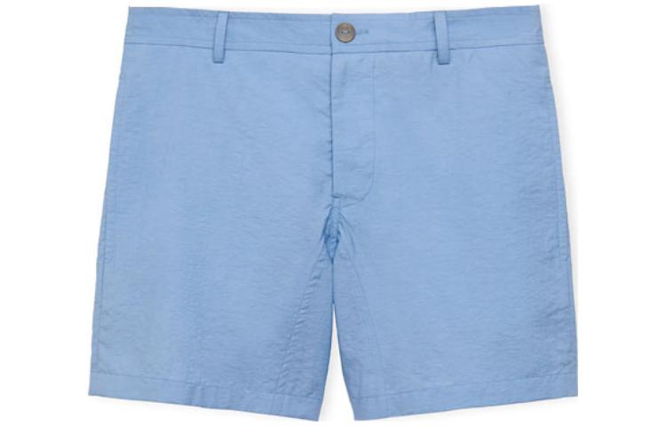 Order LOEWE SS23 Shorts Azul Algodón Rectos con Botón y Diseño Tiro Medio. H616Y04W14-5350