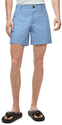 LOEWE SS23 Blue Straight Cotton Shorts with Button Mid-Waist Design. H616Y04W14-5350 Shop LOEWE SS23 Blue Straight Cotton Shorts with Button Mid-Waist Design. H616Y04W14-5350