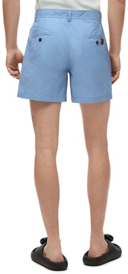 LOEWE SS23 Blue Straight Cotton Shorts with Button Mid-Waist Design. H616Y04W14-5350 Purchase LOEWE SS23 Blue Straight Cotton Shorts with Button Mid-Waist Design. H616Y04W14-5350