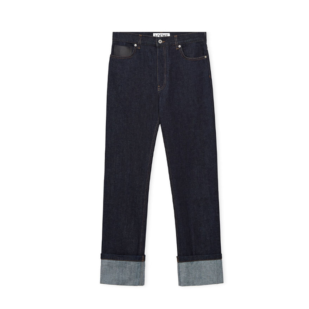LOEWE SS23  Indigo Denim Folded Hem Jeans. H526Y11X41-5820