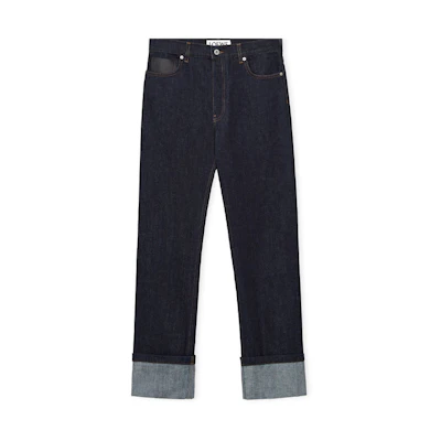 LOEWE SS23 Indigo Denim Folded Hem Jeans. H526Y11X41-5820