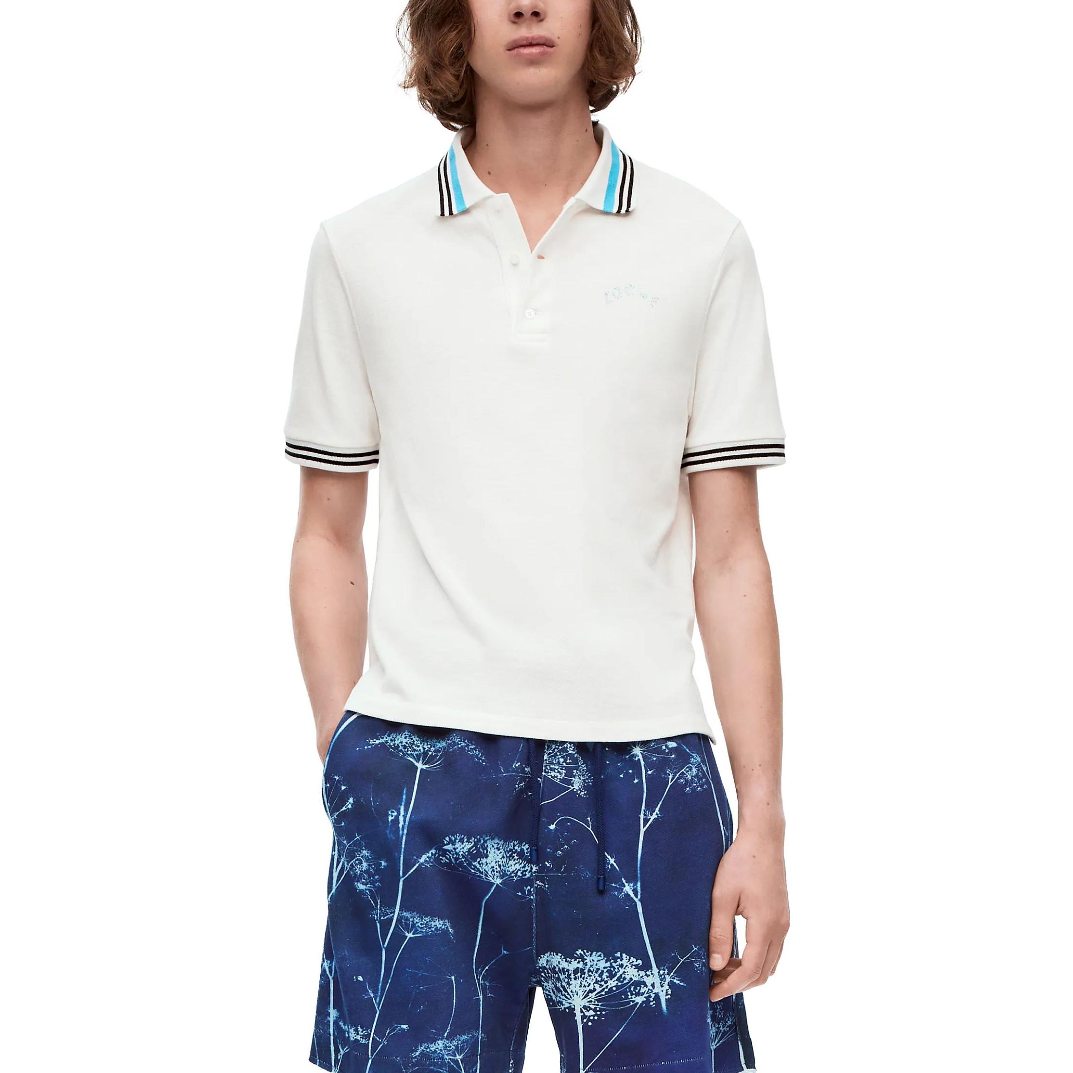 Shop LOEWE SS23 Logo條紋短袖POLO衫 - 白色 H616Y26X06-2016