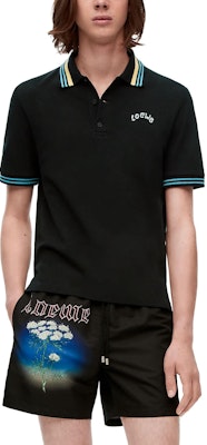 ロエベ SS23 ロゴ ストライプ 半袖ポロシャツ - ブラック H616Y26X06-1489 Shop ロエベ SS23 ロゴ ストライプ 半袖ポロシャツ - ブラック H616Y26X06-1489