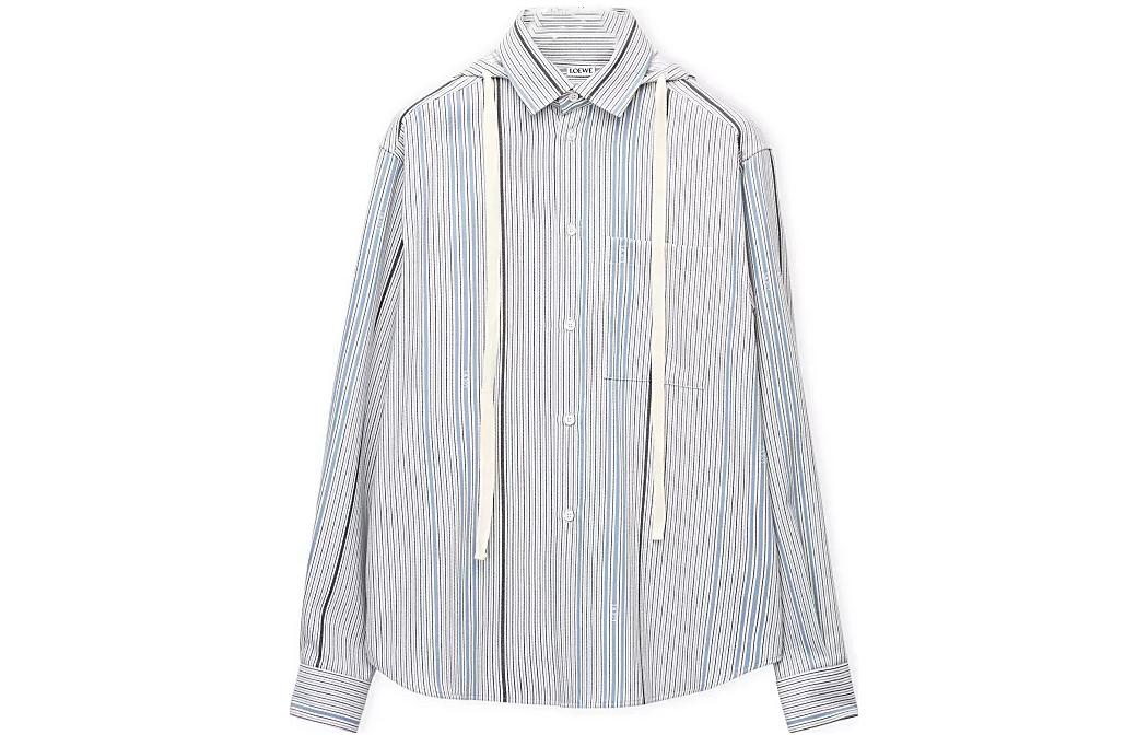 LOEWE SS23  Multicolor Striped Hoodie Long-Sleeve Shirt Light Blue H526Y05WAP-2082