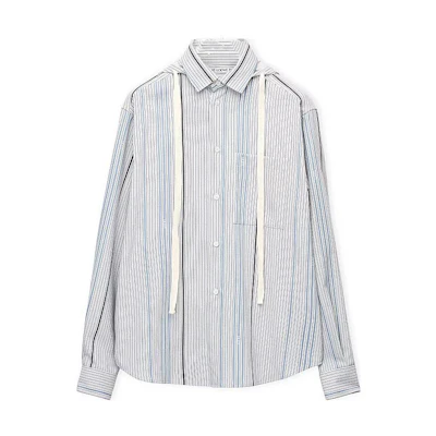 LOEWE SS23 Multicolor Striped Hoodie Long-Sleeve Shirt Light Blue H526Y05WAP-2082