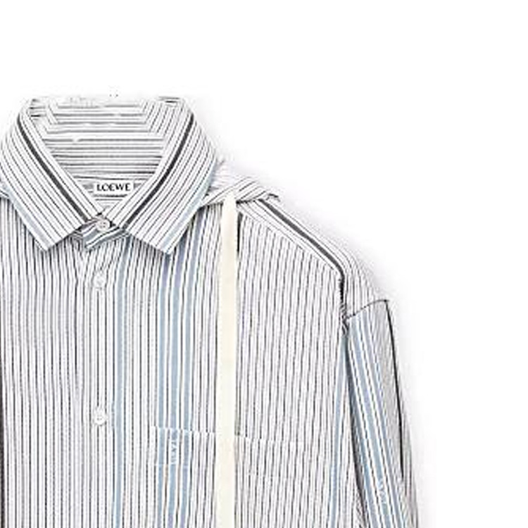Sizing LOEWE SS23 Sudadera Multicolor a Rayas Camisa Manga Larga Azul Claro H526Y05WAP-2082