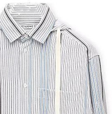 LOEWE SS23 Multicolor Striped Hoodie Long-Sleeve Shirt Light Blue H526Y05WAP-2082 Sizing LOEWE SS23 Multicolor Striped Hoodie Long-Sleeve Shirt Light Blue H526Y05WAP-2082