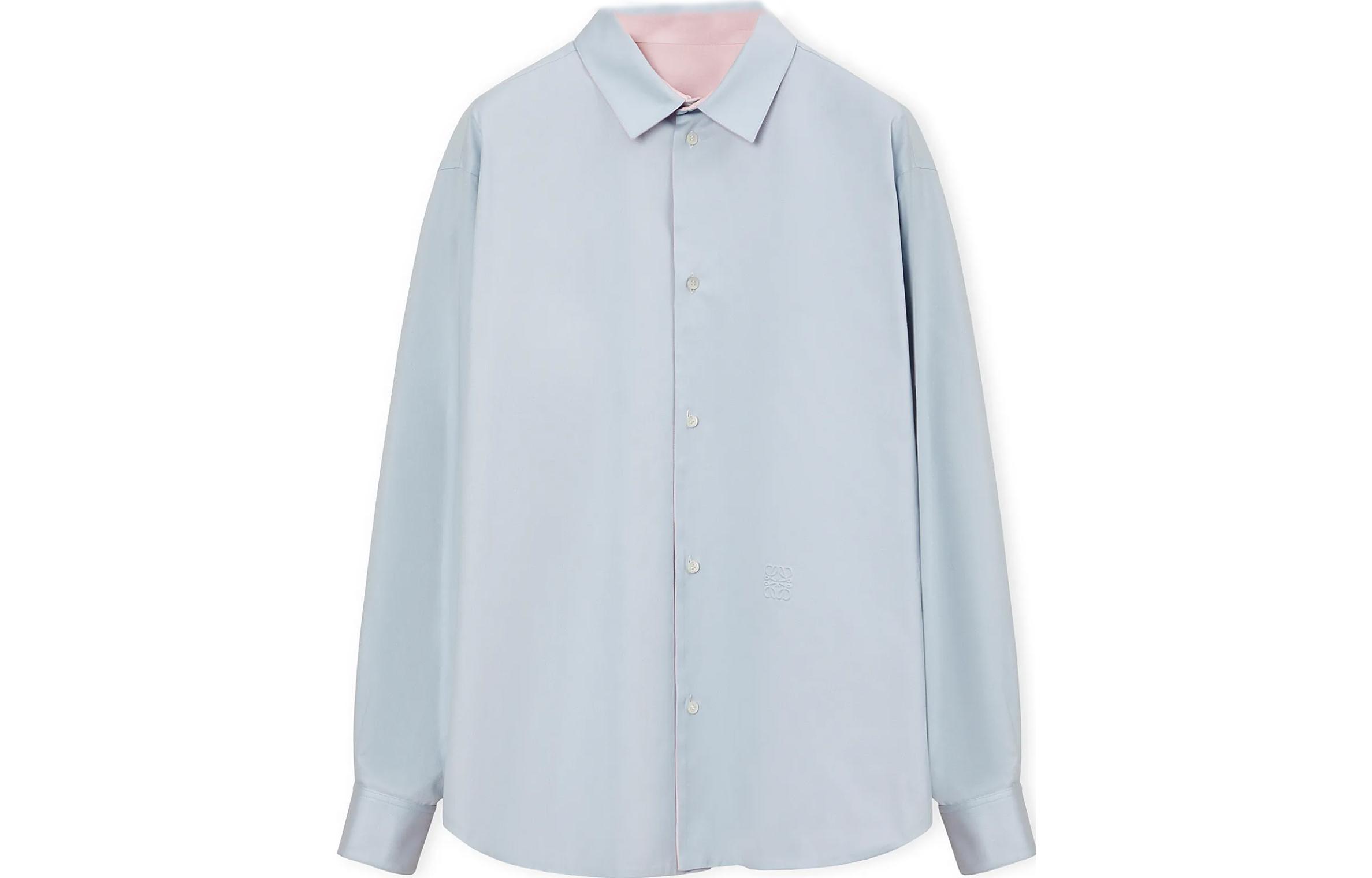 LOEWE SS23  Reversible Cotton Long-Sleeve Shirt Light Blue H526Y05WA6-8722