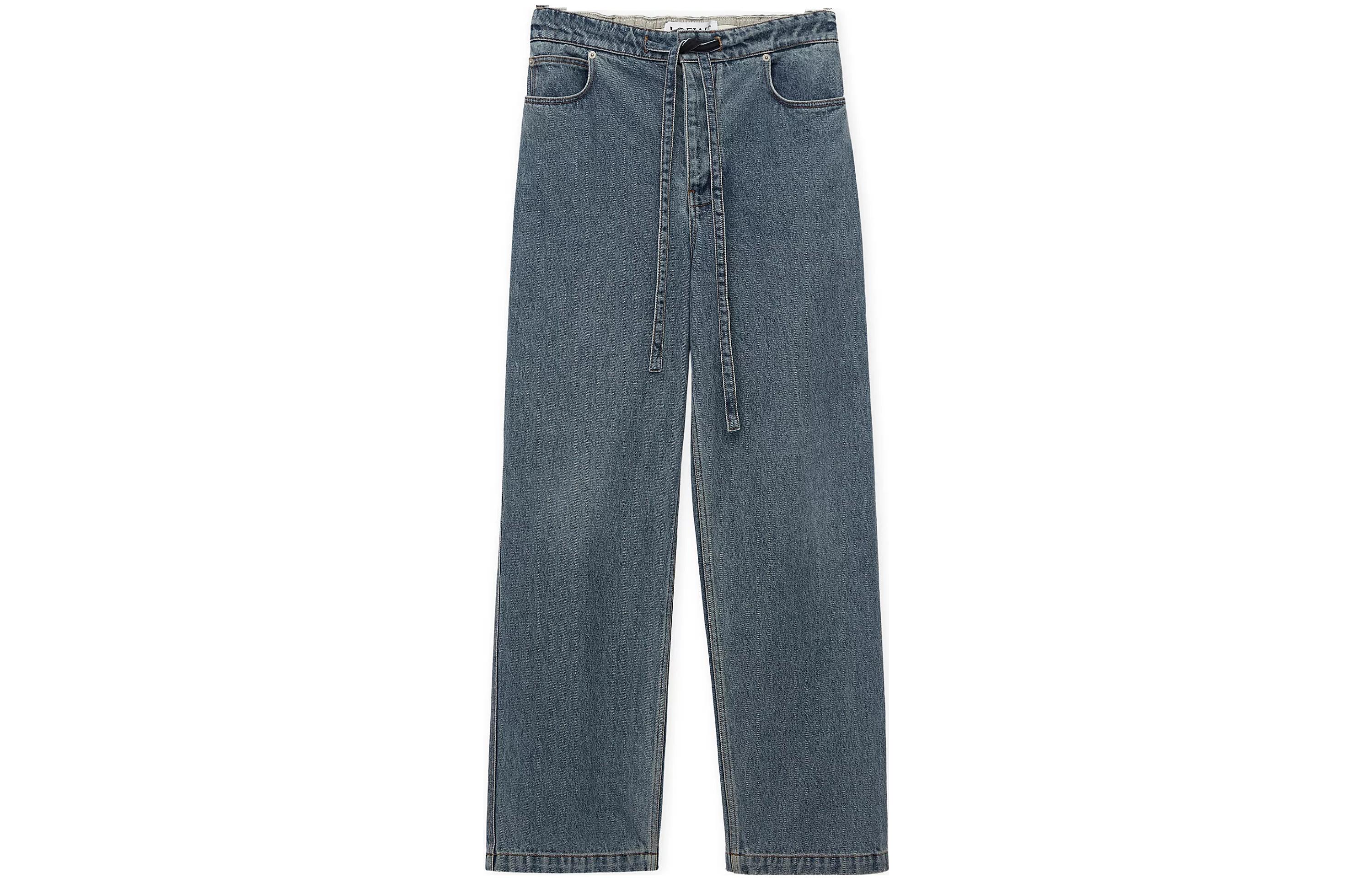 LOEWE SS23  Solid Color Drawstring Straight Jeans - Blue H526Y11X38-5970