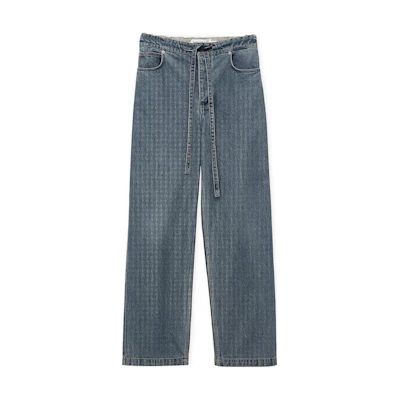 LOEWE SS23 Solid Color Drawstring Straight Jeans - Blue H526Y11X38-5970