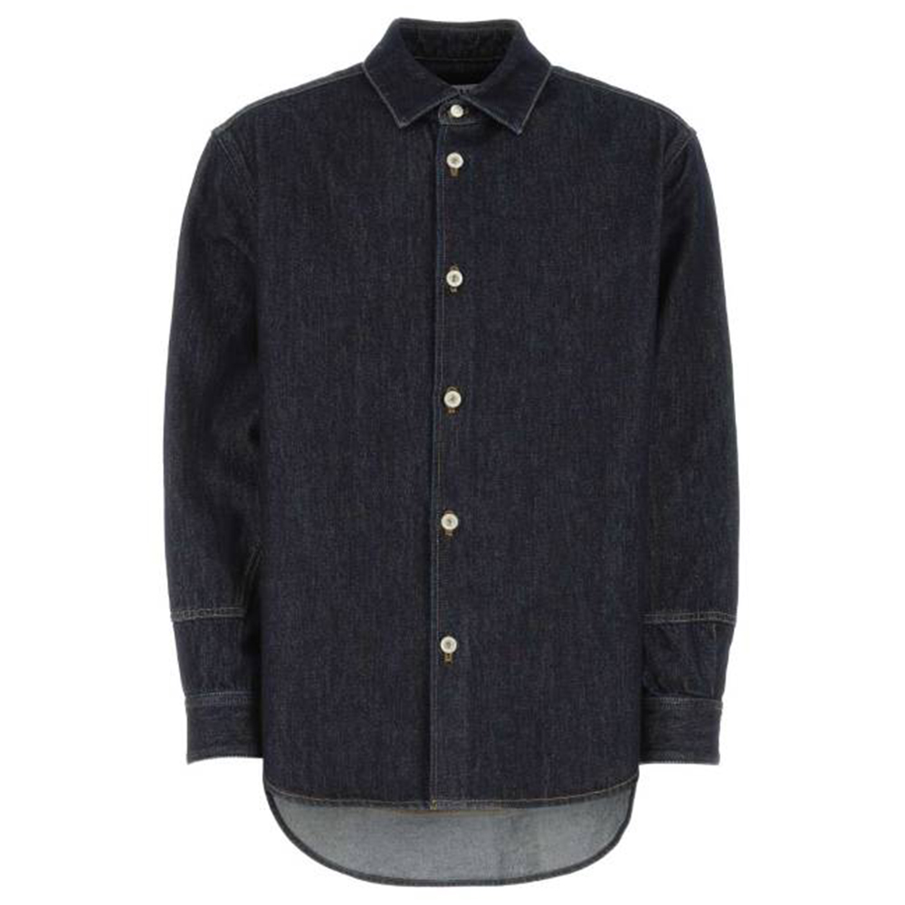 LOEWE SS23  Solid Color Long Sleeve Button-Up Shirt - Blue H526Y13X16-5820
