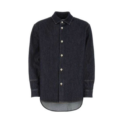 LOEWE SS23 Solid Color Long Sleeve Button-Up Shirt - Blue H526Y13X16-5820