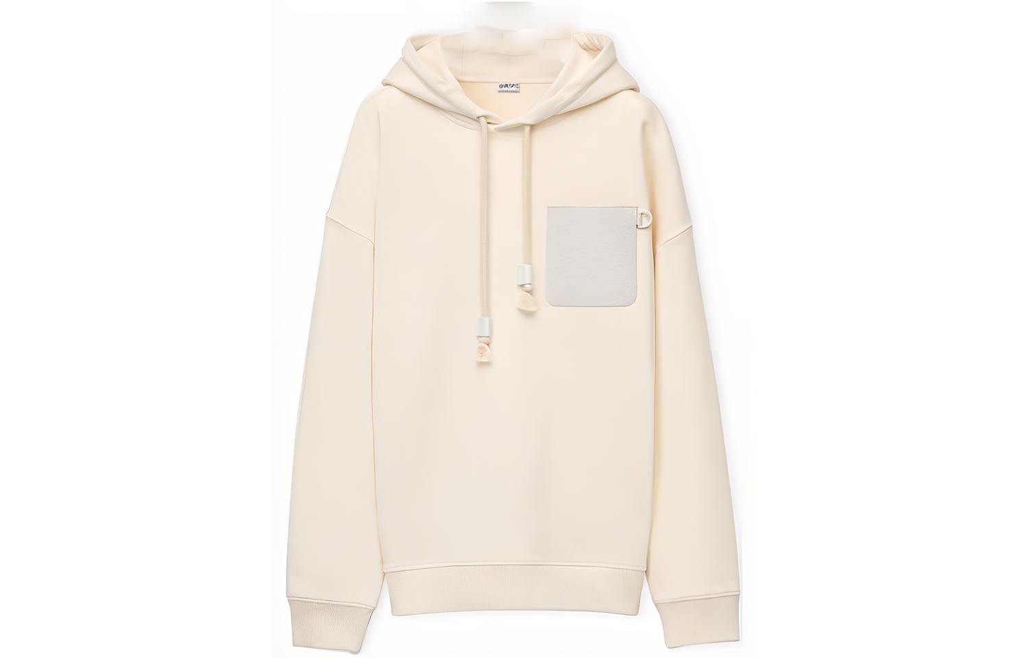 LOEWE SS23  White Hoodie with Pocket Patch Design. H526Y25X23-2021