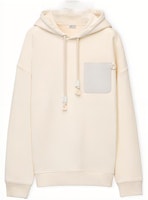 LOEWE SS23 White Hoodie with Pocket Patch Design. H526Y25X23-2021 LOEWE SS23 White Hoodie with Pocket Patch Design. H526Y25X23-2021