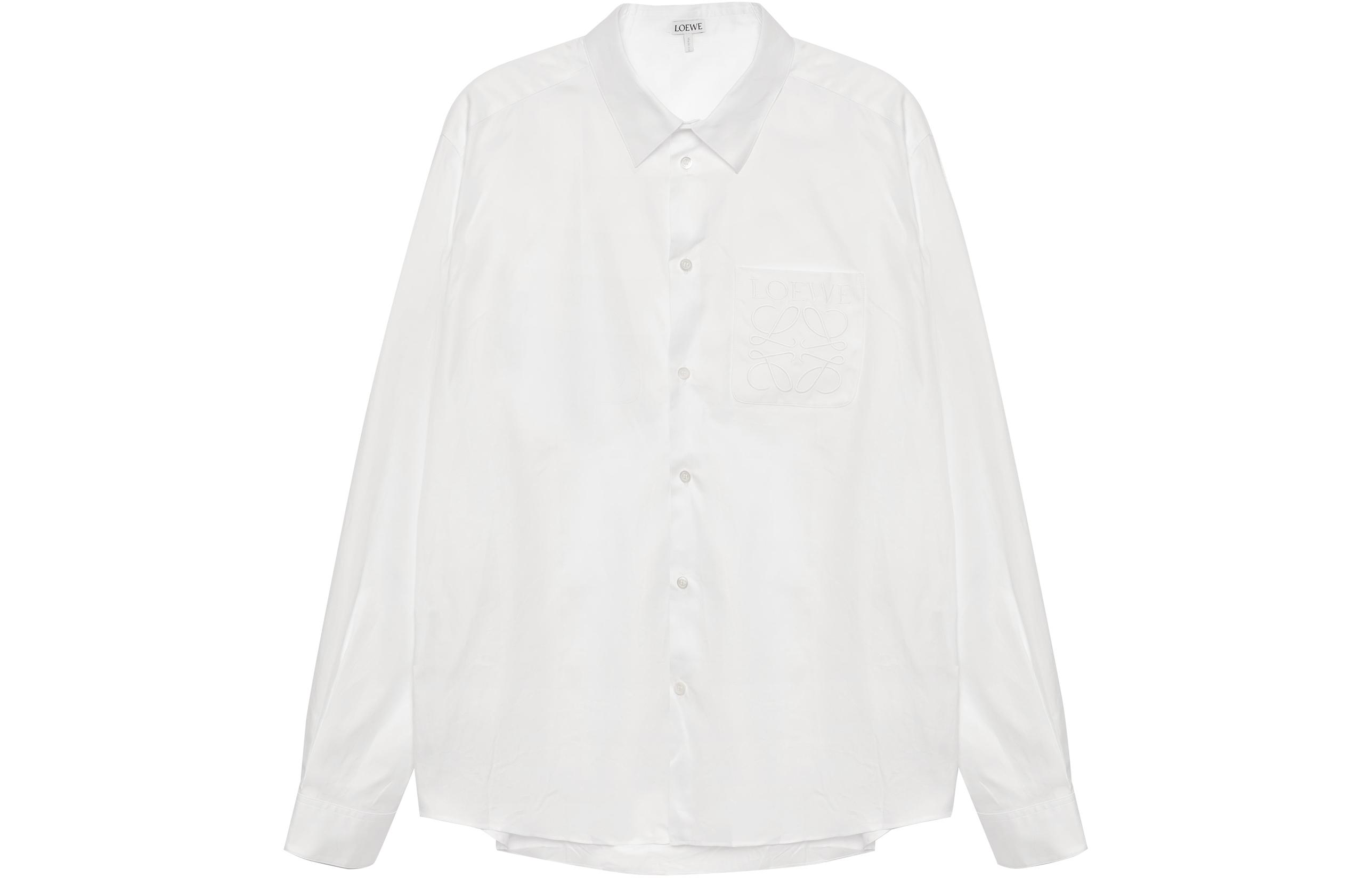 LOEWE SS23  White Long Sleeve Shirt with Embroidered Logo. H526Y05WB1-2100
