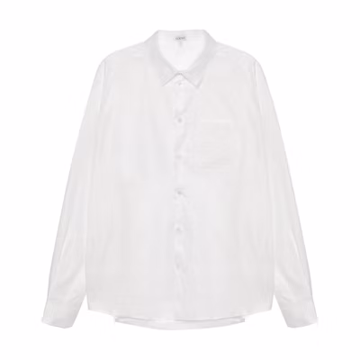 LOEWE SS23 White Long Sleeve Shirt with Embroidered Logo. H526Y05WB1-2100