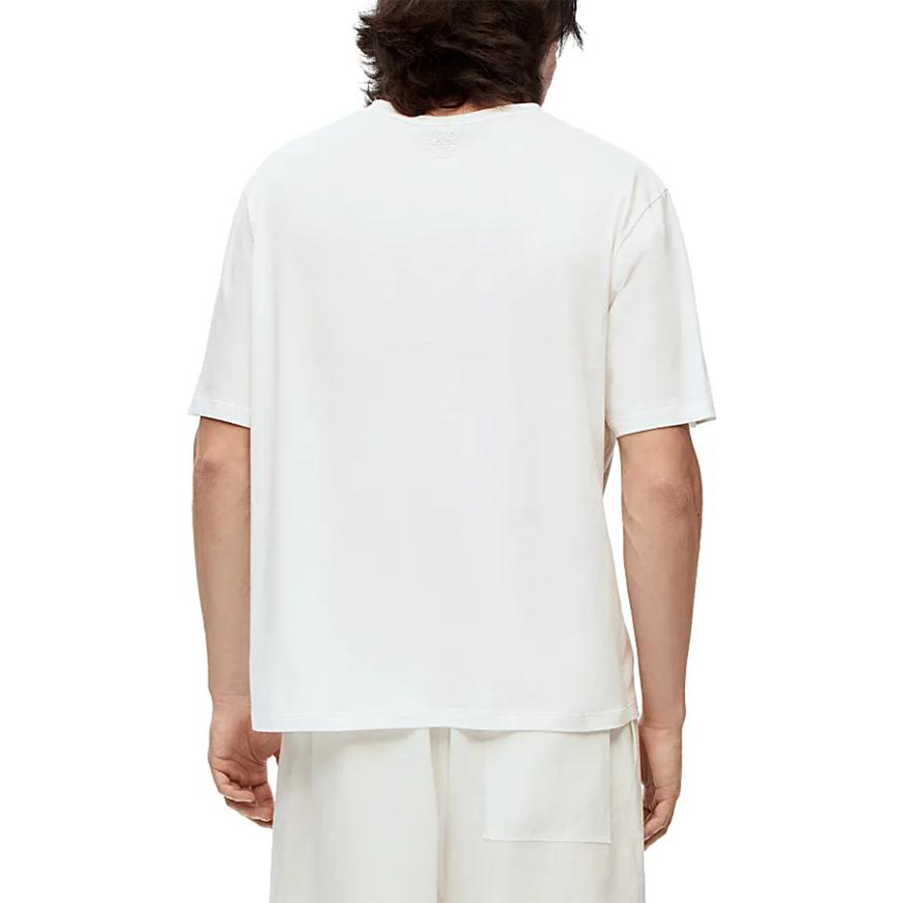 Shop LOEWE SS23 Camiseta Blanca con Bordado de Logo Multicolor a Rayas. H616Y22J12-4675