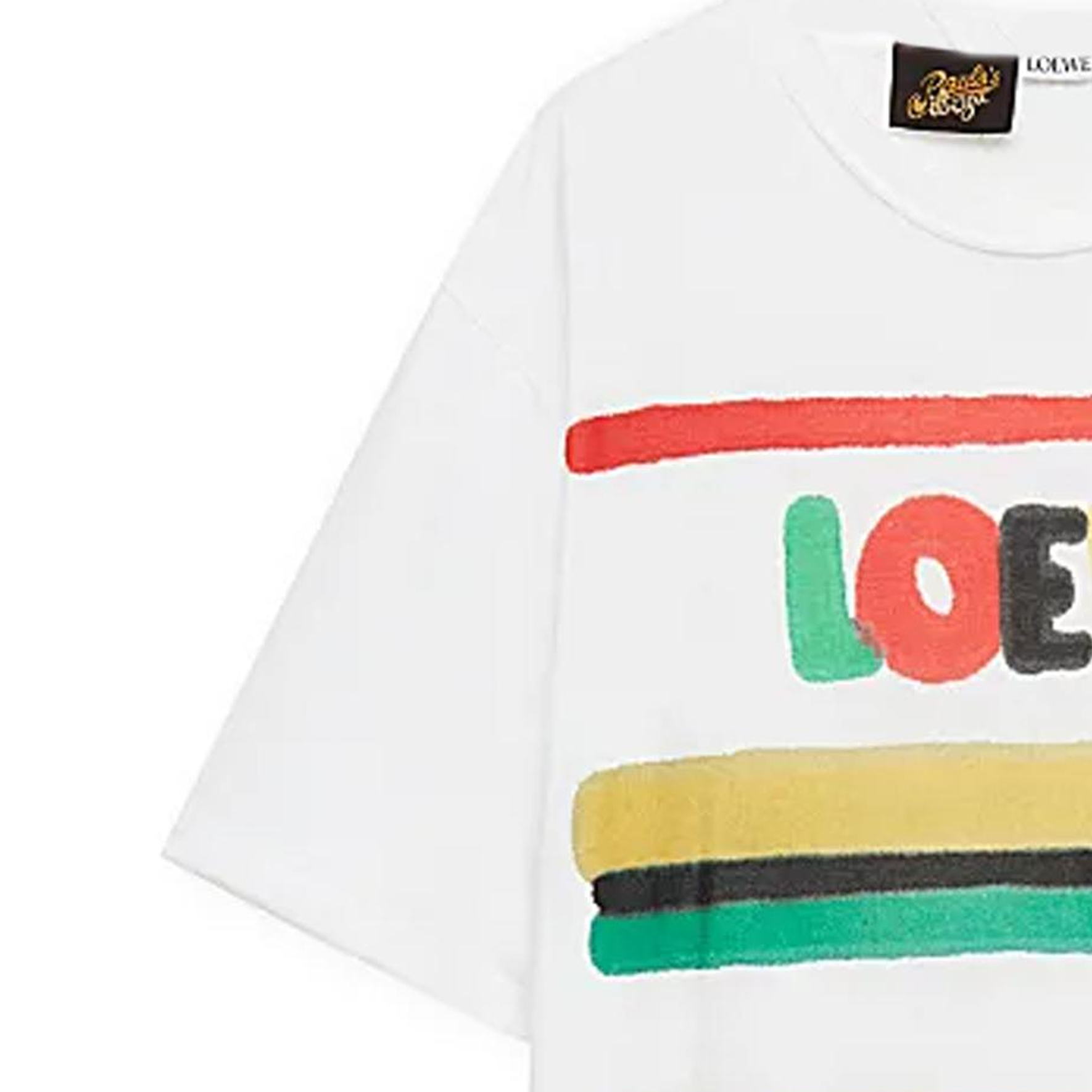 Details for LOEWE SS23 Camiseta Blanca con Bordado de Logo Multicolor a Rayas. H616Y22J12-4675