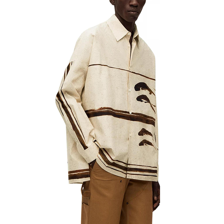 Purchase LOEWE SS23 Baju Lengan Panjang Beige Cetak Ikan Lelaki. H800Y05X17-2281