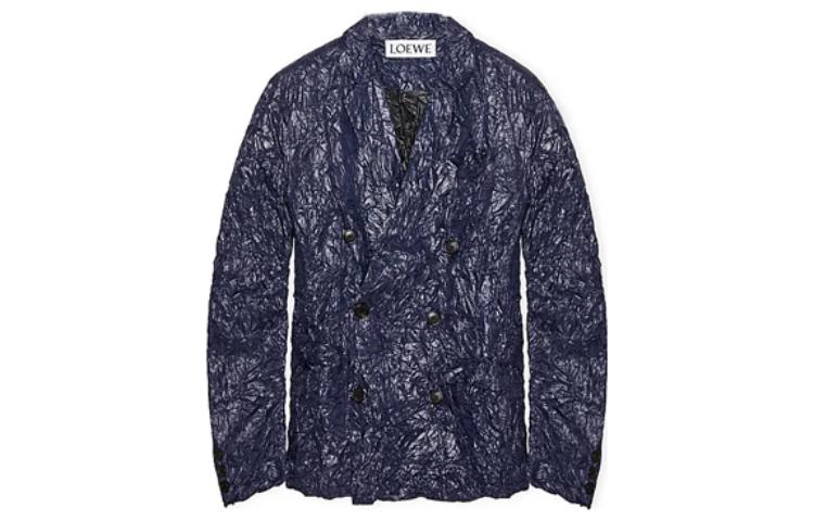 LOEWE SS23 Blue Solid Pleated Double-Breasted Casual Jacket H526Y03W86-5440