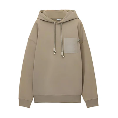 LOEWE SS23 Brown Pocket Patch Hooded Pullover Sweatshirt Mens H526Y25X23-4430