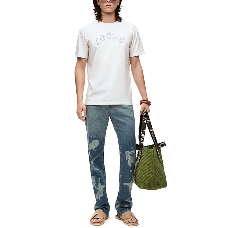 Shop LOEWE SS23 氣泡標誌印花白色T恤 H616Y22X54-2100