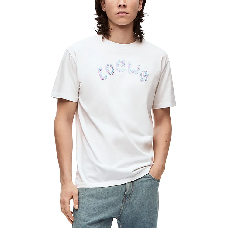 Purchase LOEWE SS23 氣泡標誌印花白色T恤 H616Y22X54-2100