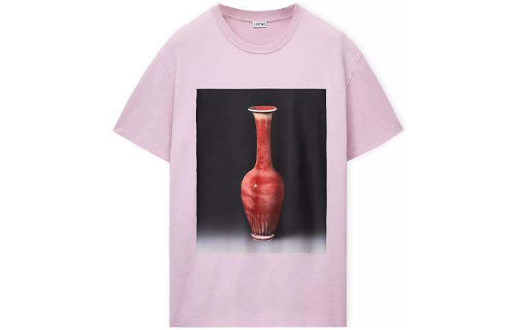 Order LOEWE SS23 Baju-T Unisex Cetakan Seramik Ungu Muda H800Y22X20-6140