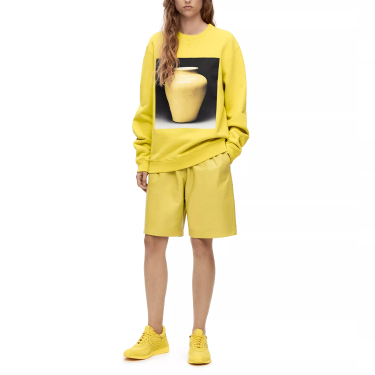 Purchase LOEWE SS23 Baju Crewneck Kuning Seramik Unisex Lengan Panjang. H800Y24X12-8100