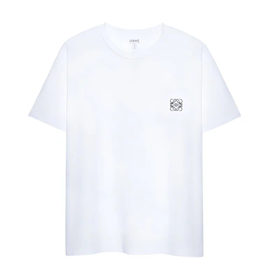 LOEWE SS23 Classic Logo Embroidered Crewneck Short Sleeve T-Shirt White Mens. H526Y22X75-2100