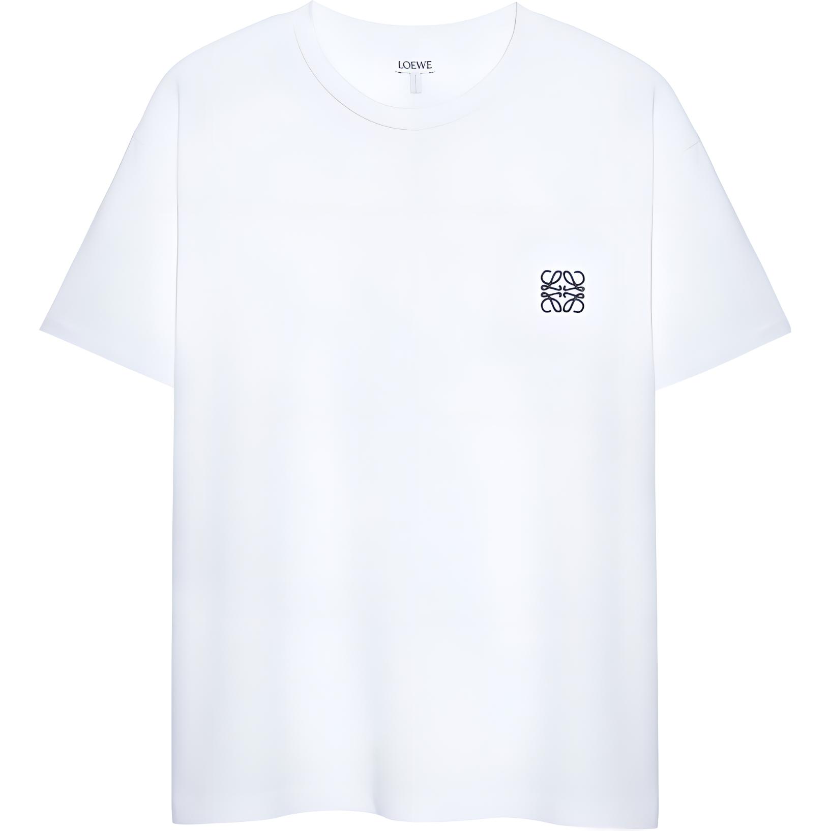 Order LOEWE SS23 Baju T Lengan Pendek Logo Sulam Crewneck Putih Lelaki. H526Y22X75-2100