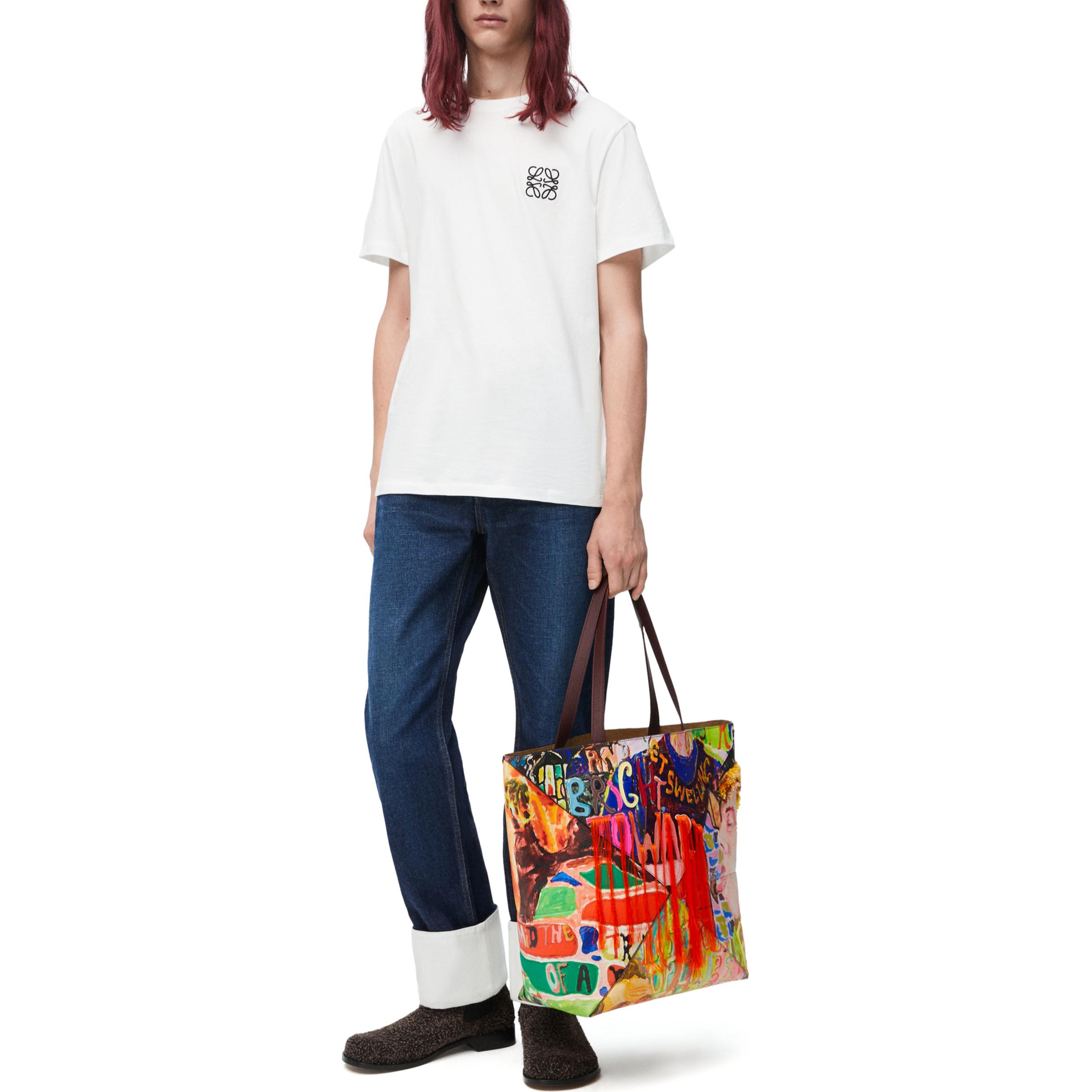 Sizing LOEWE SS23 Baju T Lengan Pendek Logo Sulam Crewneck Putih Lelaki. H526Y22X75-2100