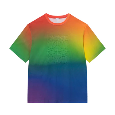 LOEWE SS23 Color-Block Logo Print Crewneck Short Sleeve T-Shirt Multicolor. H526Y22X67-9990