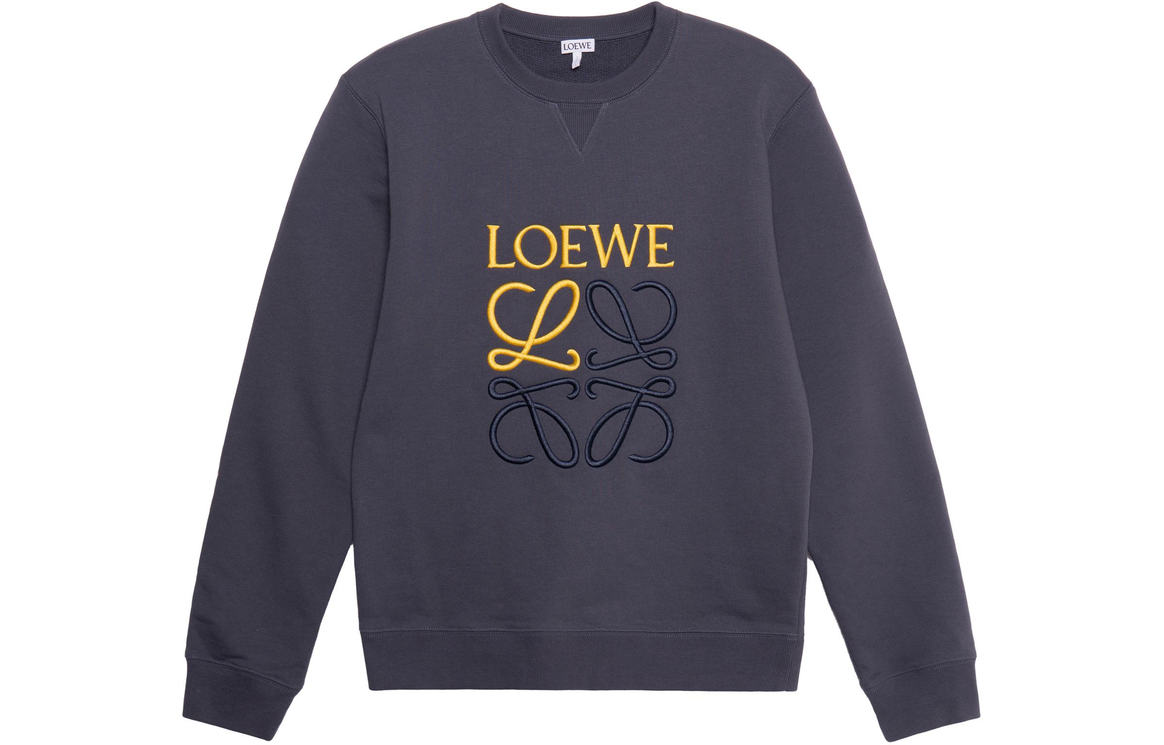 LOEWE SS23 Embroidered Logo Crewneck Sweatshirt Agate Blue H526Y24X10-1809